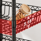 6 Shelves Storage Shelf Wire Closet Bathroom Organizers Metal Pantry Kitchen Garage Shelving Unit Laundry Room Organization Home Rack Net Basket Black with Wheels 14" Dx14 Wx64.8 H