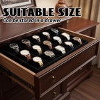 2 Pieces Velvet Watch Tray, 12 Grid Jewelry Organizer, Stackable Watch Bracelet Bangle Display Holder, Stackable Jewelry Tray, Adjustable Pillow, Stylish and Organized Multifunctional Tray(Black)