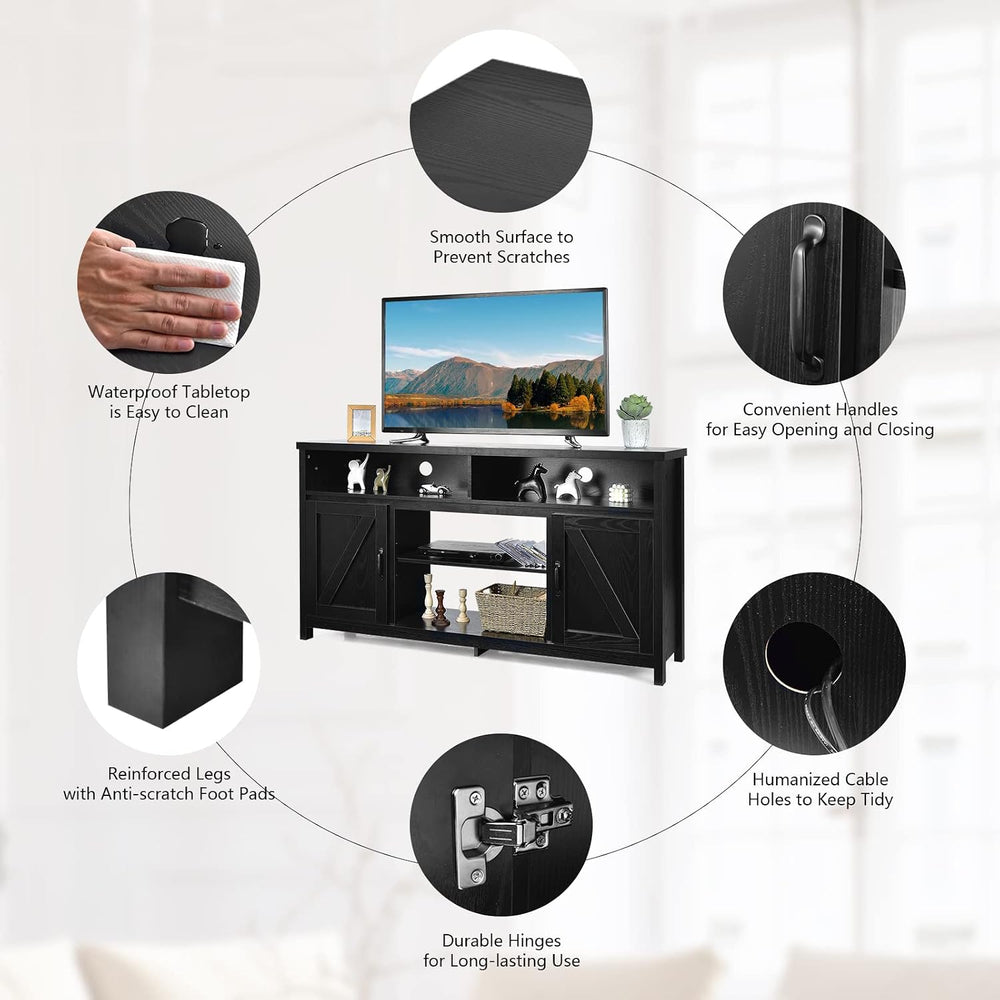 Tangkula Modern Farmhouse TV Stand, 59-Inch Storage Cabinet for TVs Up to 65 ...