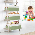 3 Pack Large Capacity Storage Bins Closet Organizer for Shelves, Fabric Closet Storage Baskets Boxes with Leather Handles for Organizing Clothes, Sheets, Jeans, Toys, Books (Green)