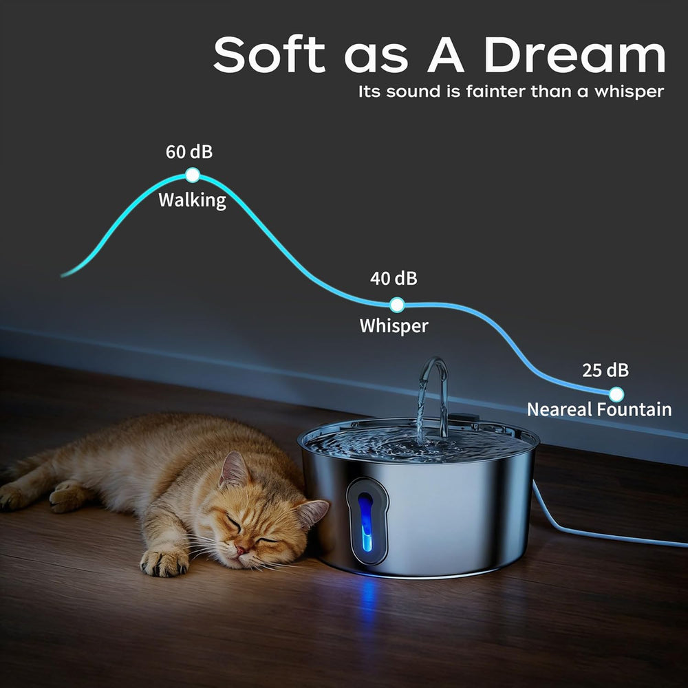 Cat Water Fountain Stainless Steel, Hygienic Drinking Fountain for Cats