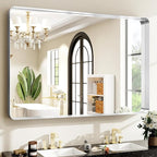 Silver Bathroom Mirror for Wall, 40x30 Inch Rectangular Aluminum Alloy Framed Mirror, Modern Wall Mounted Vanity Mirror for Bathroom, Vertical or Horizontal