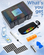 Monthly Pill Organizer 3 Times a Day, FRIWOLE Medicine Box with Portable Weekly Pill Bag, Keychain Pill Case, Pill Cutter and 2 Sticker (Black, 3 Times a Day)