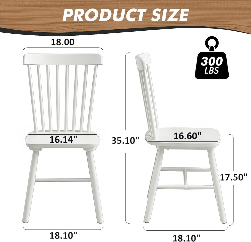 ClinQ Windsor Dining Chair Set of 4, Spindle Back Wooden Chairs for Kitchen a...