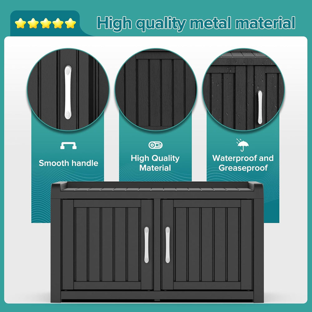 Waterproof UV-Resistant Outdoor Shoe Rack, 2-Tier Storage Cabinet Bench with ...