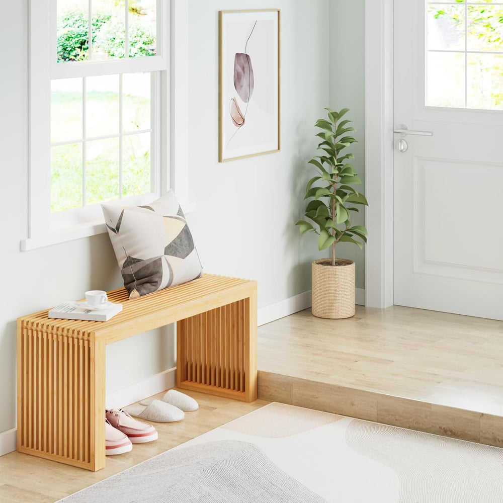 APRTAT Bamboo Dining Bench 35-Inch Indoor Wood Shoe Rack Bench for Entryway |...