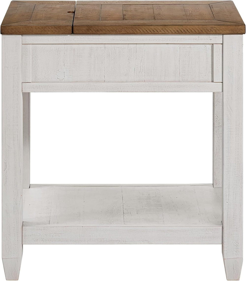 Martin Svensson Home Napa Farmhouse Chairside End Table with Charging Station...