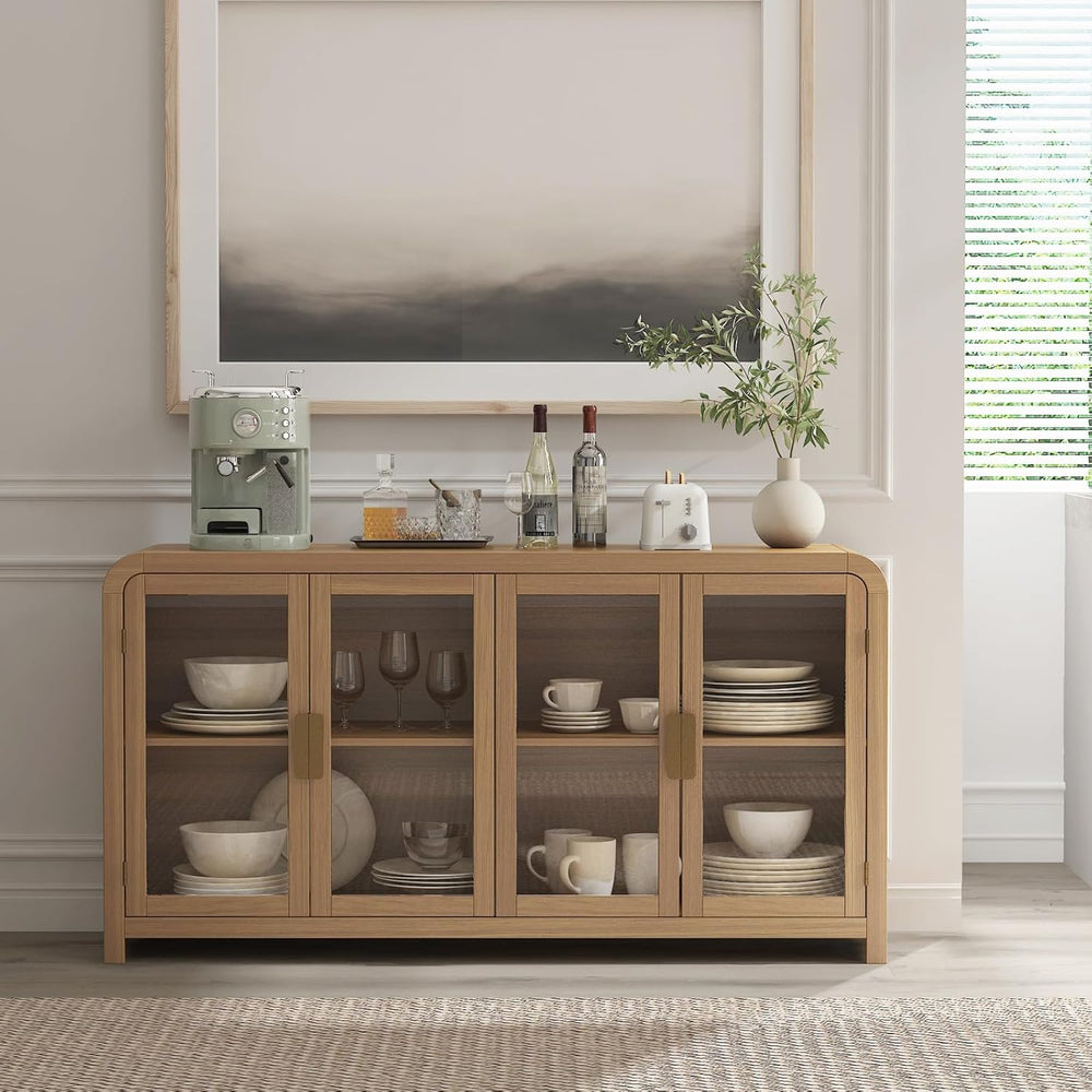 Oak&Sparrow Oak Sideboard Buffet Cabinet with Storage, 60'' Boho ...