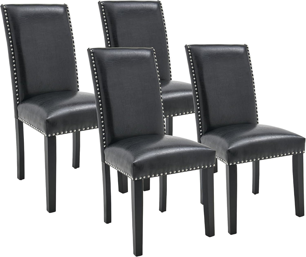 LEEMTORIG Set of 4 Upholstered Parsons Dining Chairs, Faux Leather Dining Roo...