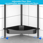 4 Tier Floor Standing Corner Shower Caddy Organizer Shelf with Hooks, Bathroom Shelves Stand Rack, Jet Black