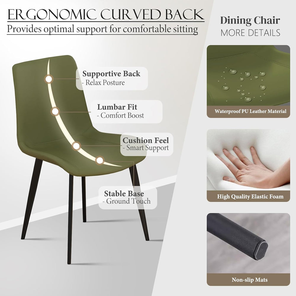 Modern Dining Chairs Set of 8, PU Leather Upholstered Dinner Chairs with Stur...