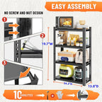 4 Tier Shelf, Adjustable, Metal, Sturdy, Easy Assembly, 20" w,14" d, 55" H,Organization and Storage Shelving Unit for Laundry Room/Bathroom/Garage, Bookshelf, Plants Shelf