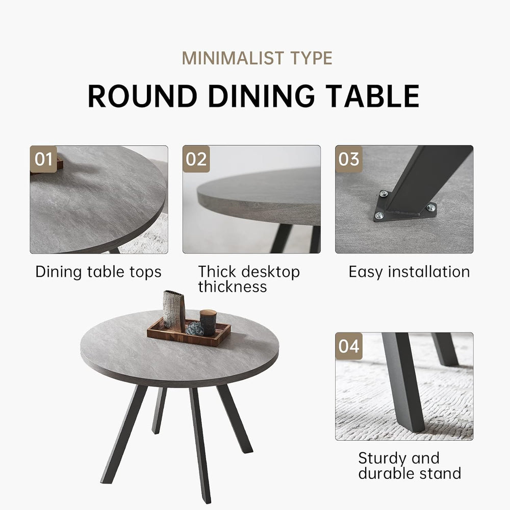 Zerifevni 34.6'' Round Dining Table and Chairs for 4, Mid Century Mod...