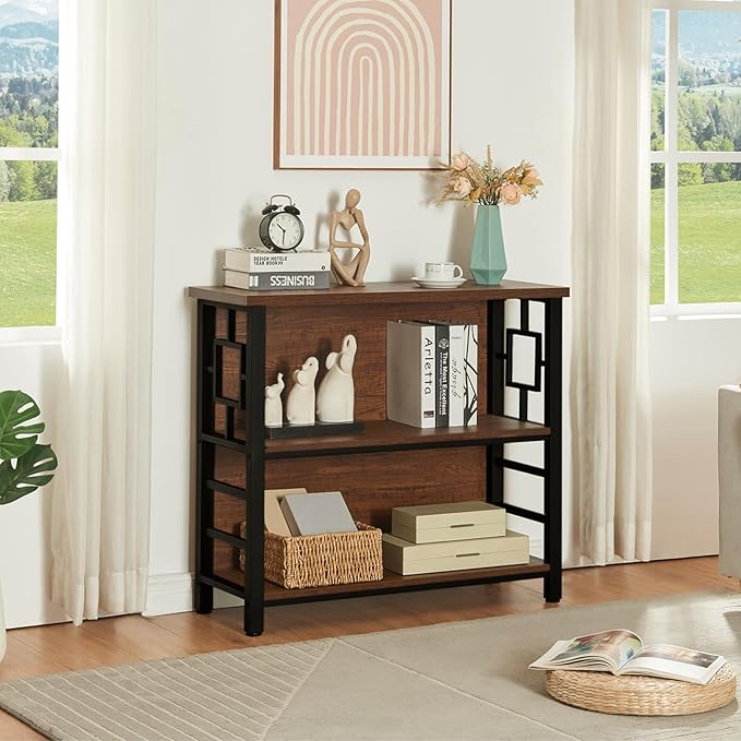 HOMISSUE Book Shelf, 3 Tier Deep Bookshelf with Storage, Engineered Wood and ...