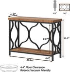 IBF 39.4" Console Sofa Table, Farmhouse Entryway Table Hallway Rustic Brown | Industrial Wood Metal Entry way Narrow Behind Couch Tables with 2-Tier Storage Shelves in Living Room Foyer Entrance