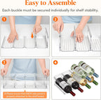 Lifewit Wine Rack for Fridge, Stackable Wine Bottle Holder with Sturdy Support Insert & Reinforced Design, Plastic Bottle Organizer for Refrigerator, Cabinet & Pantry, Clear, Holds 8 Bottles