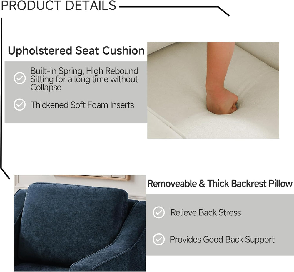 Swivel Accent Chairs Set of 2, Chenille Upholstered Armchair for Living Room,...