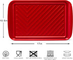 BBQ Tray for Raw Meat Prep and Cooked Food, Grill Prep and Serve Trays, Melamine Serving Trays and Platters for Food, Unbreakable Party Tray, Set of 2, Black and Red
