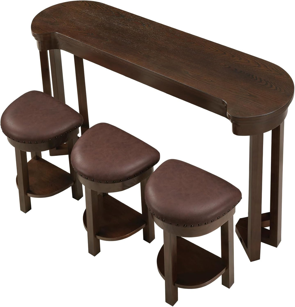 Merax 4 Piece Bar Table Set with 3 PU Upholstered Bar Stools, Solid Wood Coun...