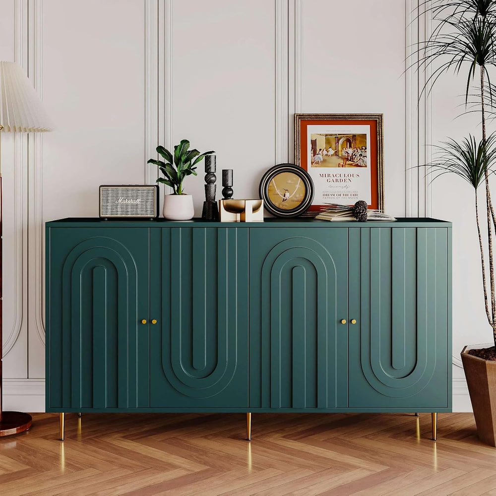 60" Modern Sideboard Buffet Accent Cabinet with Shelves Green