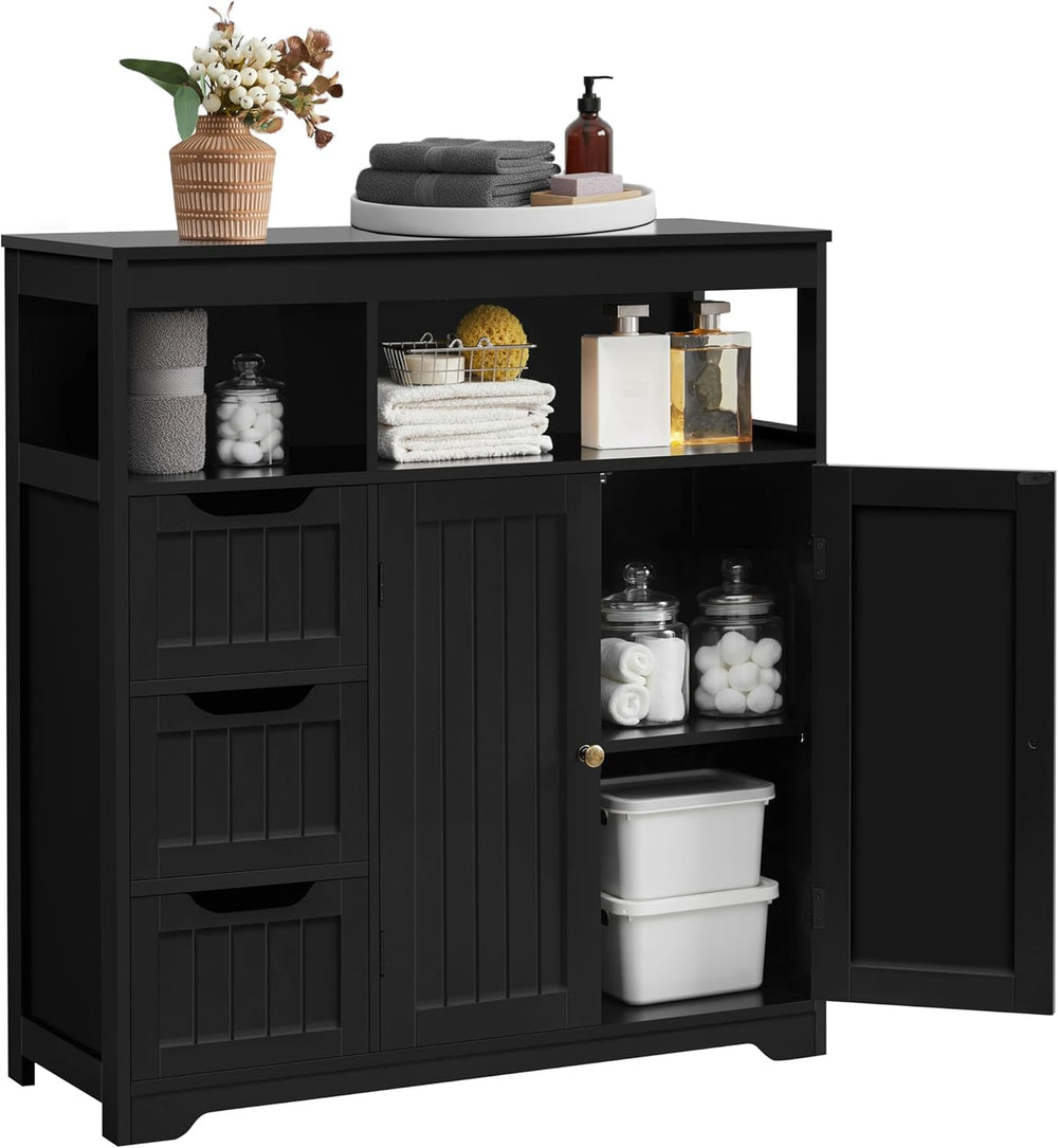 Yaheetech Bathroom Storage Cabinet, Wide Floor Cabinet with 3 Drawers and 2 D...