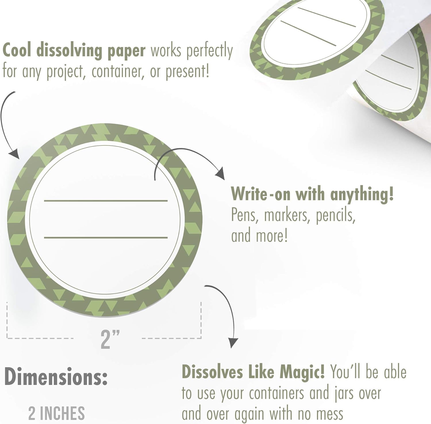 Canning Labels Dissolvable Stickers for Mason Jars and More (2" Round 200/roll) Canning Supplies Washes Off in Seconds Like Magic - Jar Labels Homemade Jam, Jelly, and More (Artichoke)