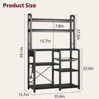 IDEALHOUSE Bakers Rack with Power Outlet, Coffee Bar with Wire Drawer, Industrial Microwave Stand, Kitchen Buffet Table with Large Storage, 6-Tier Kitchen Storage Rack with Hutch, Rustic Black