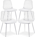 Poly & BARK Marais Modern Dining Chairs Set of 4 – Mid Century Modern Plastic Dining Chair with Metal Legs – Kitchen & Dining Room Chairs – Indoor/Outdoor – White