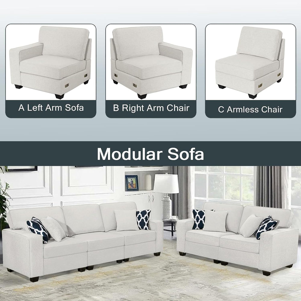Legend Vansen Modular Sectional Sofa L Shaped Couch with Ottoman Modern Rever...