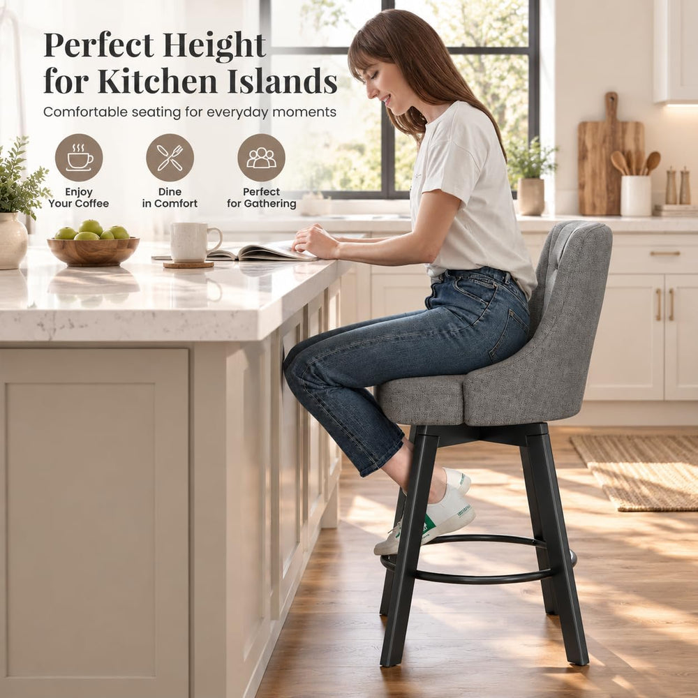YaFiti 24" Swivel Counter Height Bar Stools Set of 3, Dark Gray