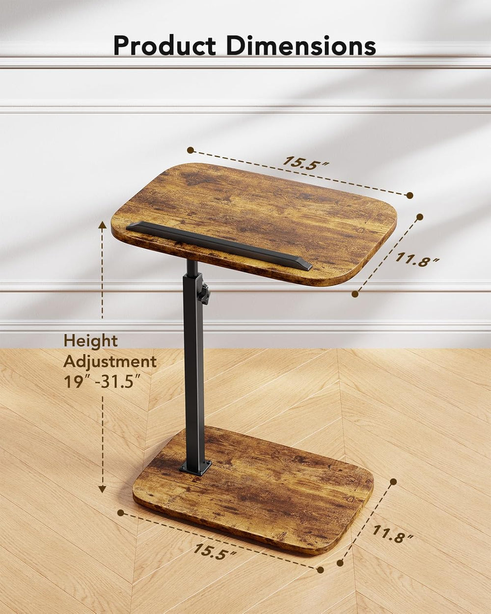 HUANUO TV Tray Table, Adjustable Height TV Tray with 360° Swivel & 90° Ti...