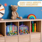 Sanwuta 6 Packs Toy Storage Bags, PVC Organizing Case Bags with Zipper, Waterproof Toy Container for Board Games, Building Blocks, Puzzles, Small Toys and Kids Books(Small,Bright Color)