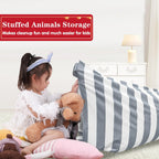 Jorbest Bean Bag Stuffed Animals Storage, Stuffed Animals Bean Bag Storage for Adults and Kids, Luxury Velvet Covers Only without Filling (Stripe White Gray, 200L/52 Gal)