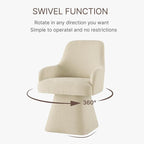 Swivel Dining Chair Set of 1, Mid Century Modern Chair Fabric Upholstered Armchair with Armrest & Ergonomic Backrest for Dining Room, Kitchen, Bedroom, Living Room, Sand