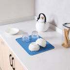 Silicone Dish Drying Mat for Multiple Usage,Easy clean,Eco-friendly,Heat-resistant Silicone Mat for Kitchen Counter or Sink,Refrigerator or drawer liner Lichen BlueL L 16 inches x 12 inches