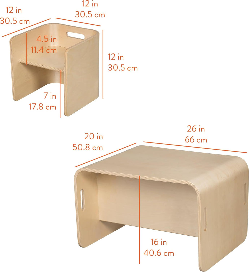 Back2School Express Bentwood Adaptable Table & Chairs Set, 3-Piece, Natur...