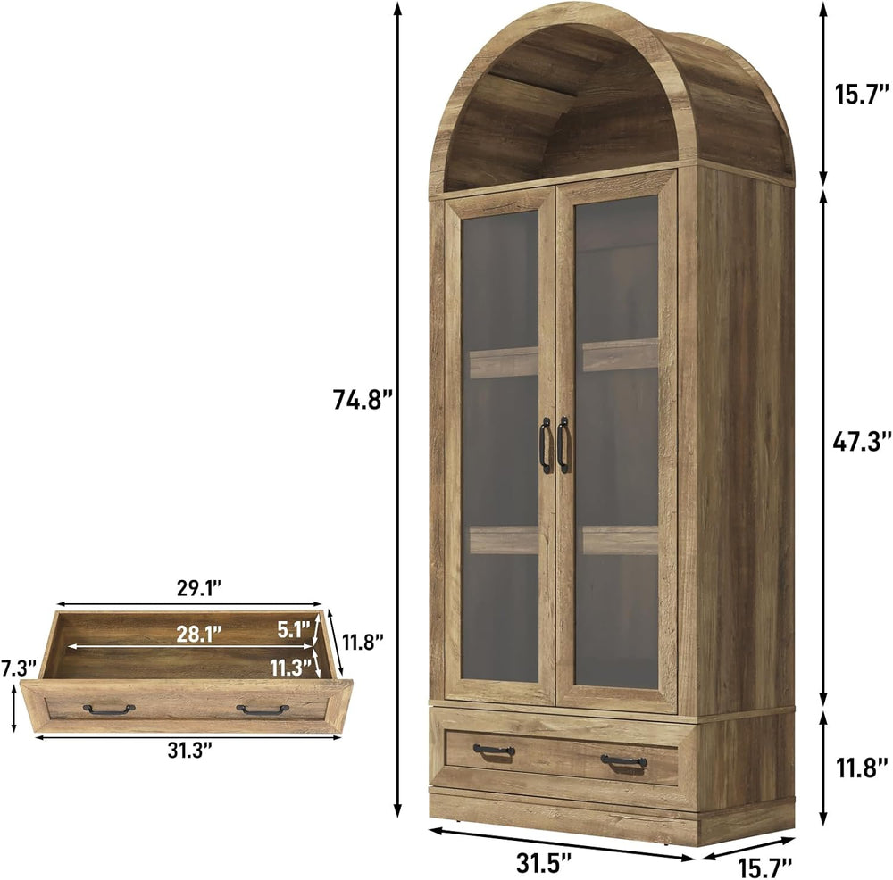 75" Tall Arched Kitchen Pantry Cabinet w Load-Bearing Steel Pipe,Modern ...