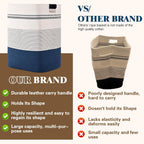 Laundry Hamper, 85L Tall Laundry Basket with Leather Handles, Rectangle Large Clothes Hamper for Organizing, Cotton Woven Laundry Baskets Storage Hampers for Bedroom, Nursery, Living Room
