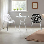 Karl home Mid Century Modern Dining Chairs Set of 4, Stackable Plastic Chair, Bird's Nest Trunk Pattern Suitable for Kitchen, Dining, Bedroom, Living Room,350lbs Capacity(White)
