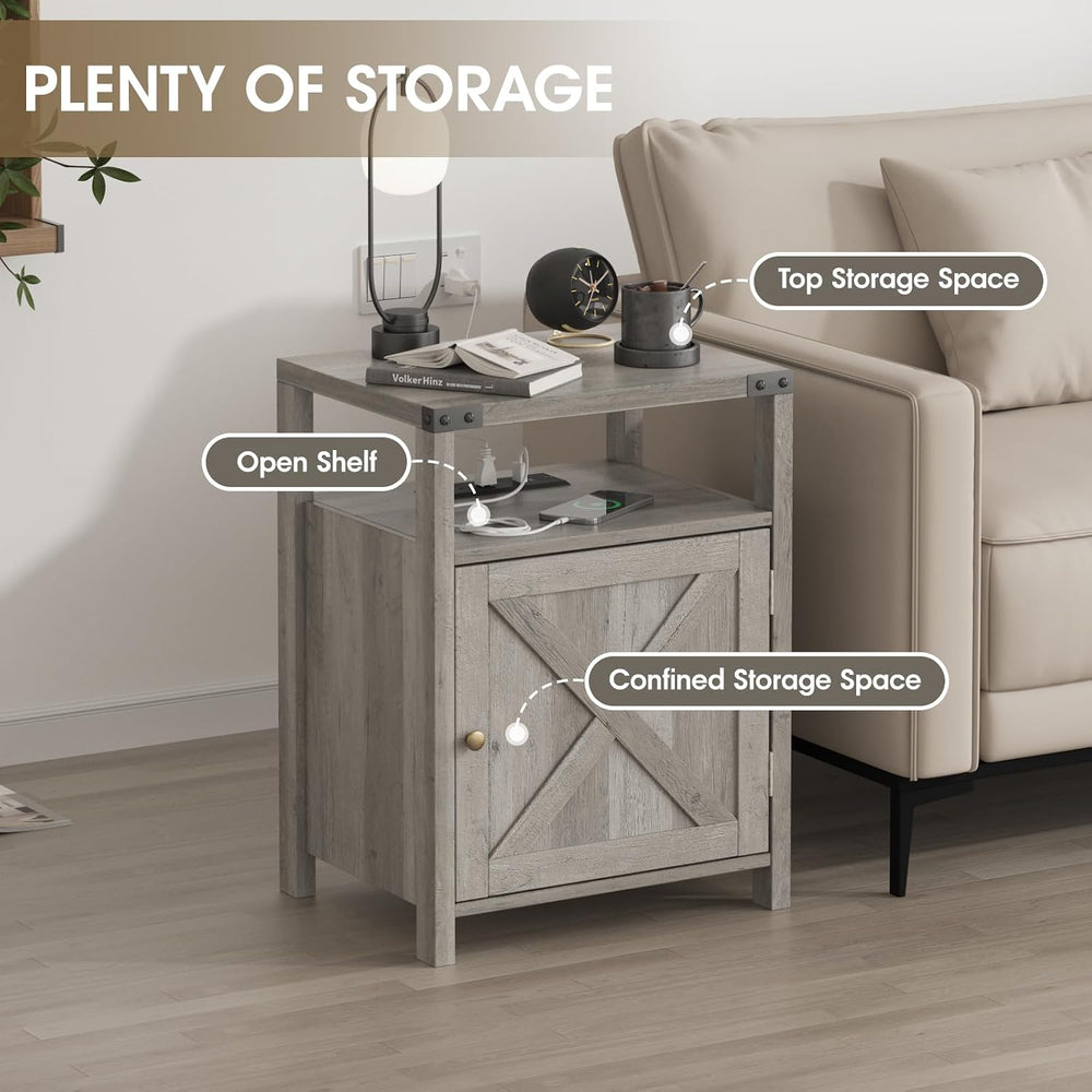 Fameill Nightstands Set of 2, Night Stand with Charging Station, Bed Side Tab...