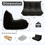 Bean Bag Chairs for Adults, Memory Foam Couch Loveseat Sofa Chair, Soft Teddy Material Cozy Comfy Reading Nook Chairs, Floor Chair for Living Room Bedroom Office(Black)