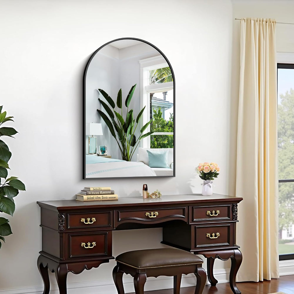 CIRCUMI Arched Wall Mirror, 24"x36" Black Arched Mirror for Bathroom
