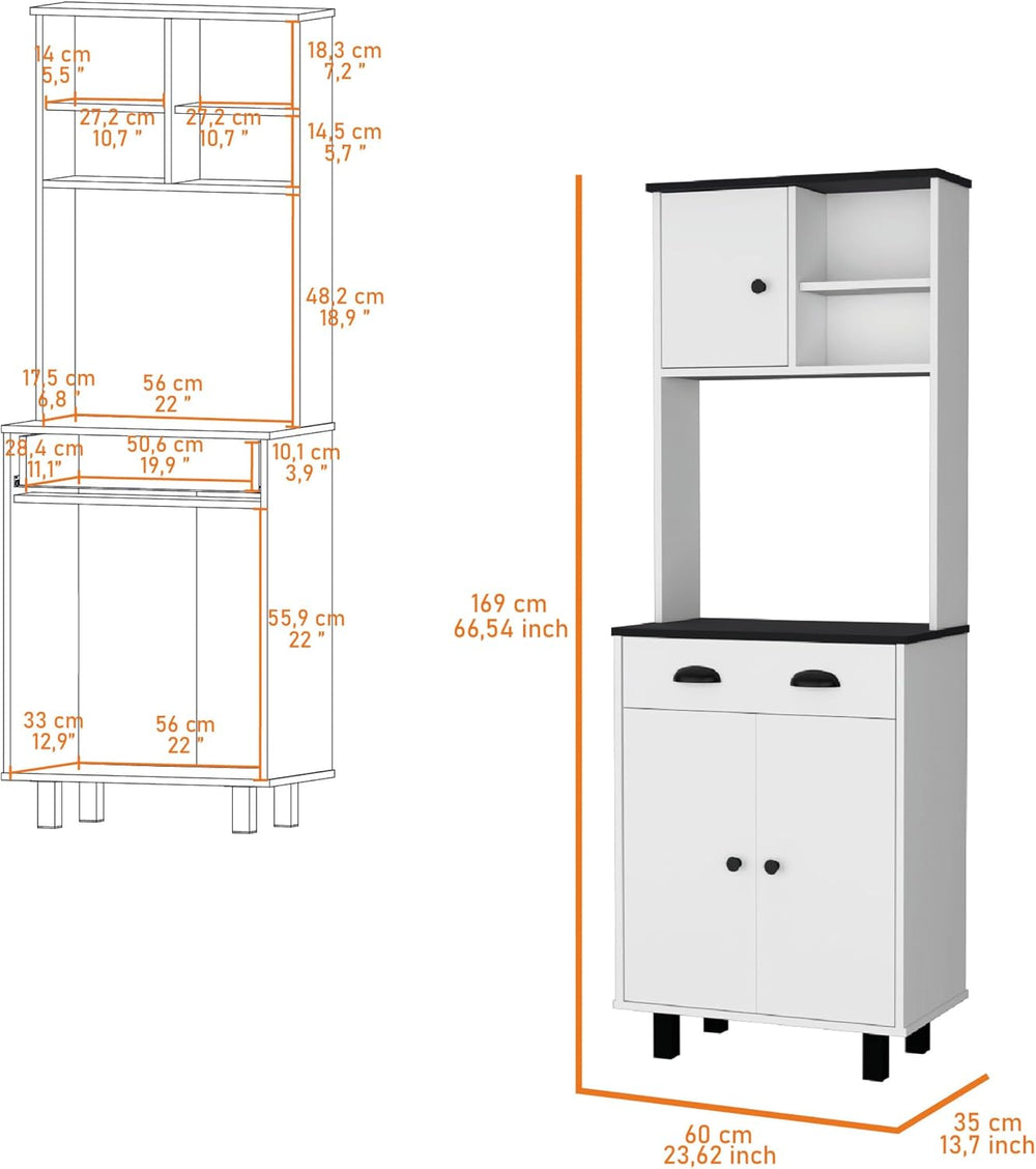 White and 1 Drawer Kitchen Pantry