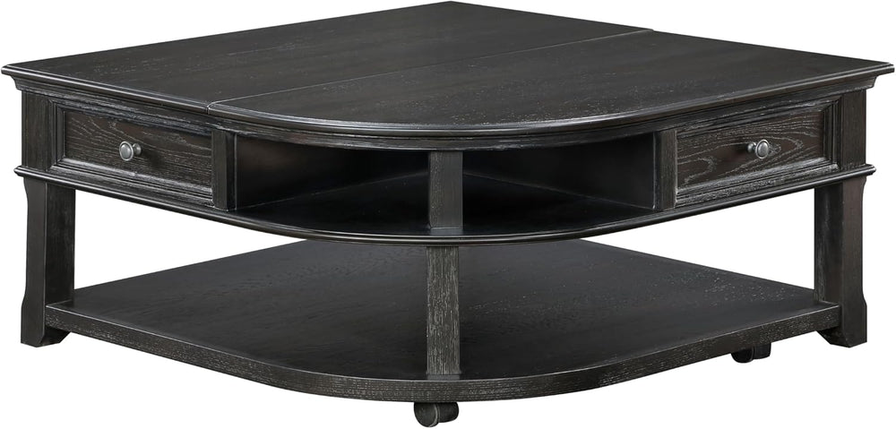 Living Room Coffee Table Storage Drawer Lift Top Open Shelves Charcoal Wooden