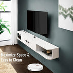 Floating TV Unit, 79'' Wall Mounted TV Cabinet, Floating Shelves with Door, Modern Entertainment Media Console Center Large Storage TV Bench for Living Room & Office (78.74IN, White)