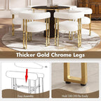 Set of 2 Modern White Boucle Dining Chairs with Gold Metal Legs, Mid Century Accent Upholstered Barrel Armchairs with Open-Back for Kitchen, Dining Room, Living Room, Apartment