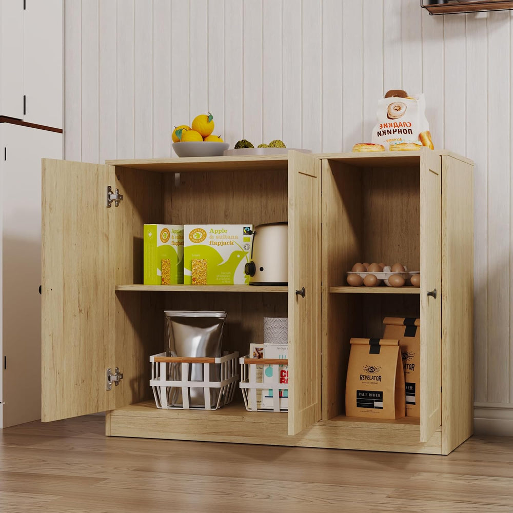 Furnify Buffet Cabinet with 3 Door, Kitchen Storage Cabinet with Adjustable S...