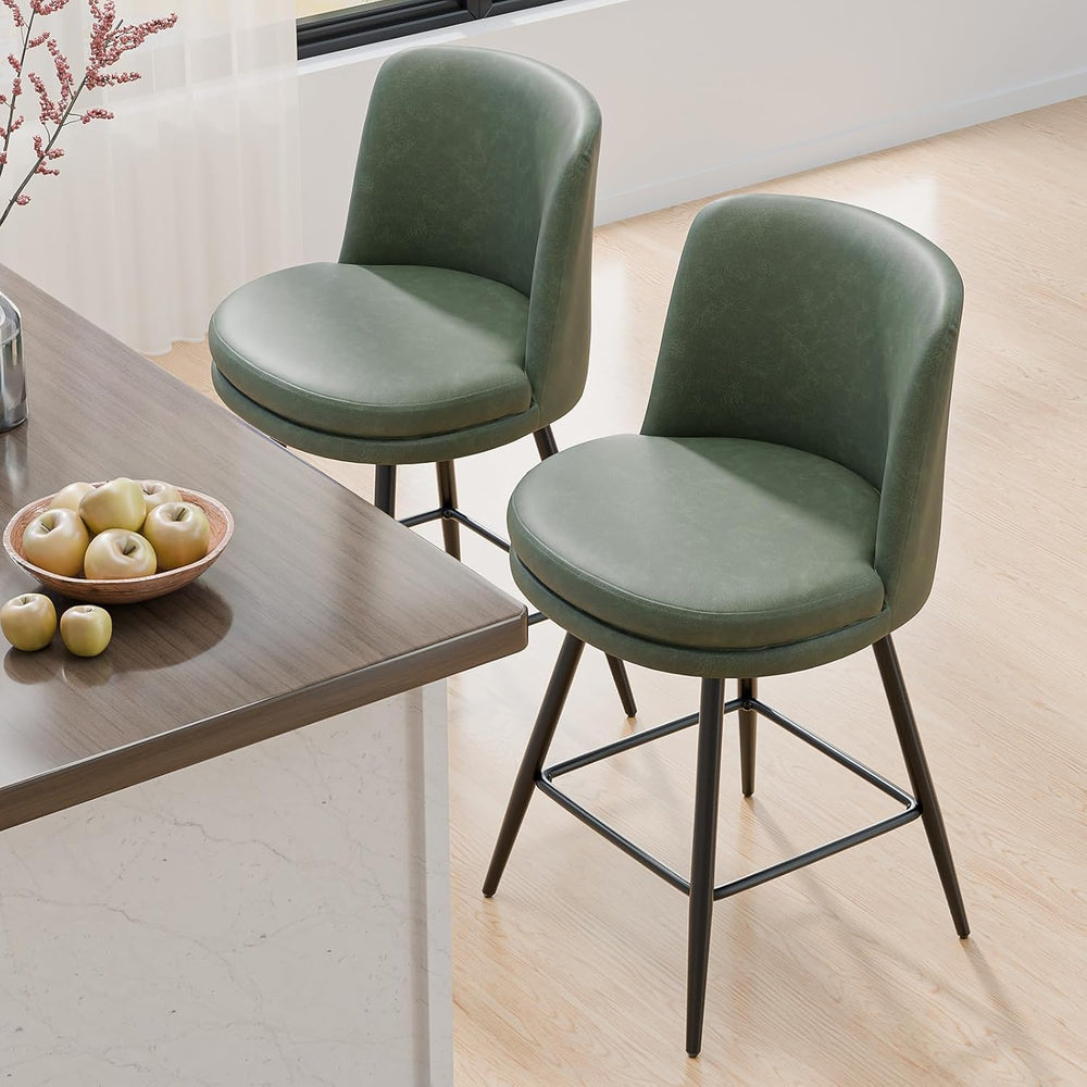 VINGLI 26" H Swivel Barstools Set of 1, PU Faux Leather Upholstered Coun...