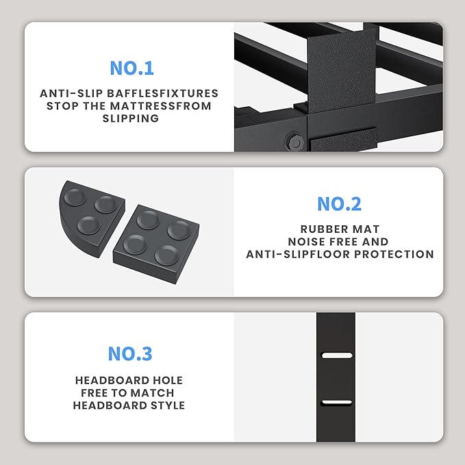 12 Inch California King Bed Frame, 3500Lbs Heavy Duty Metal Platform with Round Corner Legs Mattress Slide Stopper, Steel Slat Support No Box Spring Needed, Noise Free, Non-Slip, Easy Assembly
