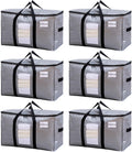 TAILI Extra Large Moving Bags, 6 Pack Silver Heavy Duty Totes for Storage with Visible Window, Wrap Around Handles, Storage Bags for Space Saving, Alternative to Moving Boxes
